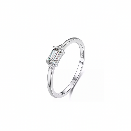 Silver Emerald Trilogy Stack Ring