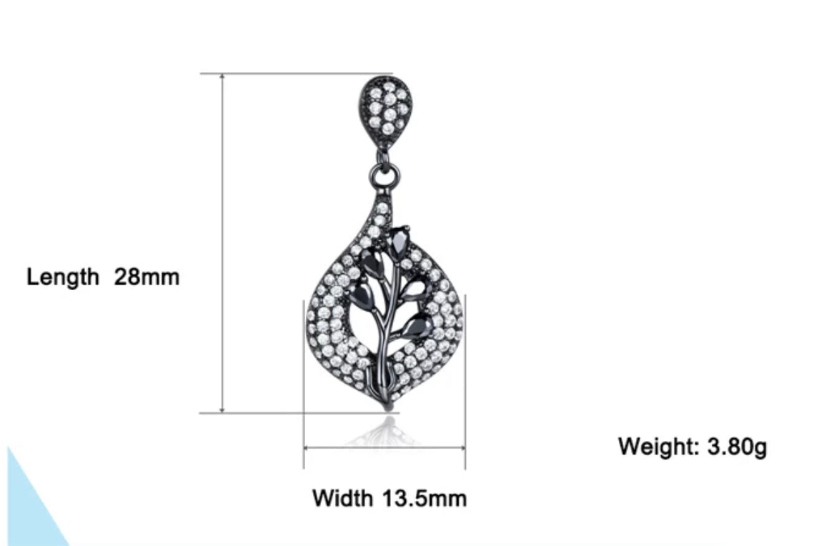 Obsidian Leaf Pave Earring