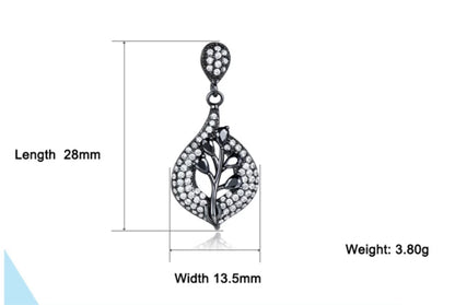 Obsidian Leaf Pave Earring