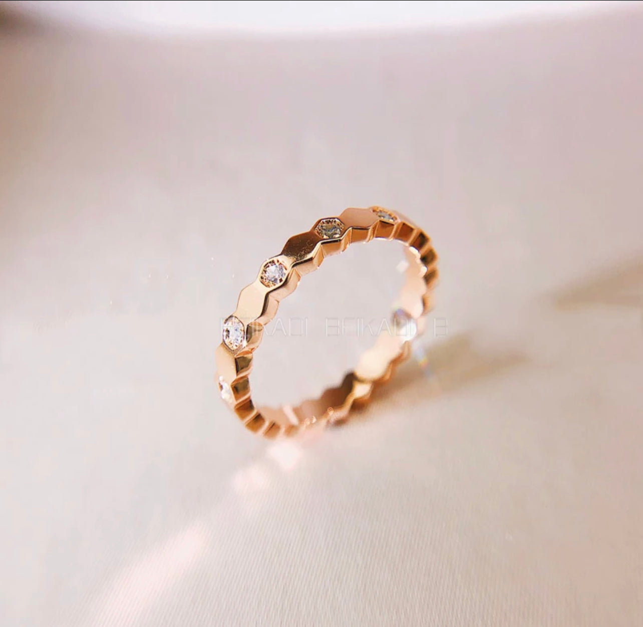 HoneyComb Kiss Stack Ring (925, Vermeil)