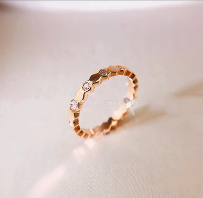 HoneyComb Kiss Stack Ring (925, Vermeil)