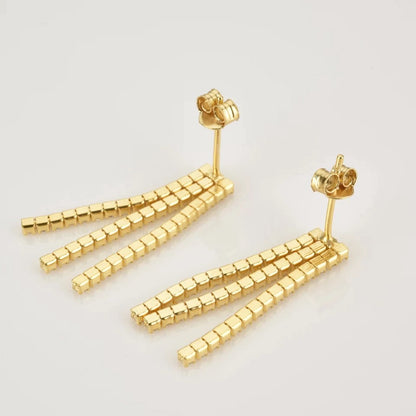 Gold Tassle Tennis Earrings