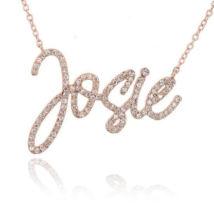 Personalised Charles & Colvard 18k Name Plate Moissanite Necklace