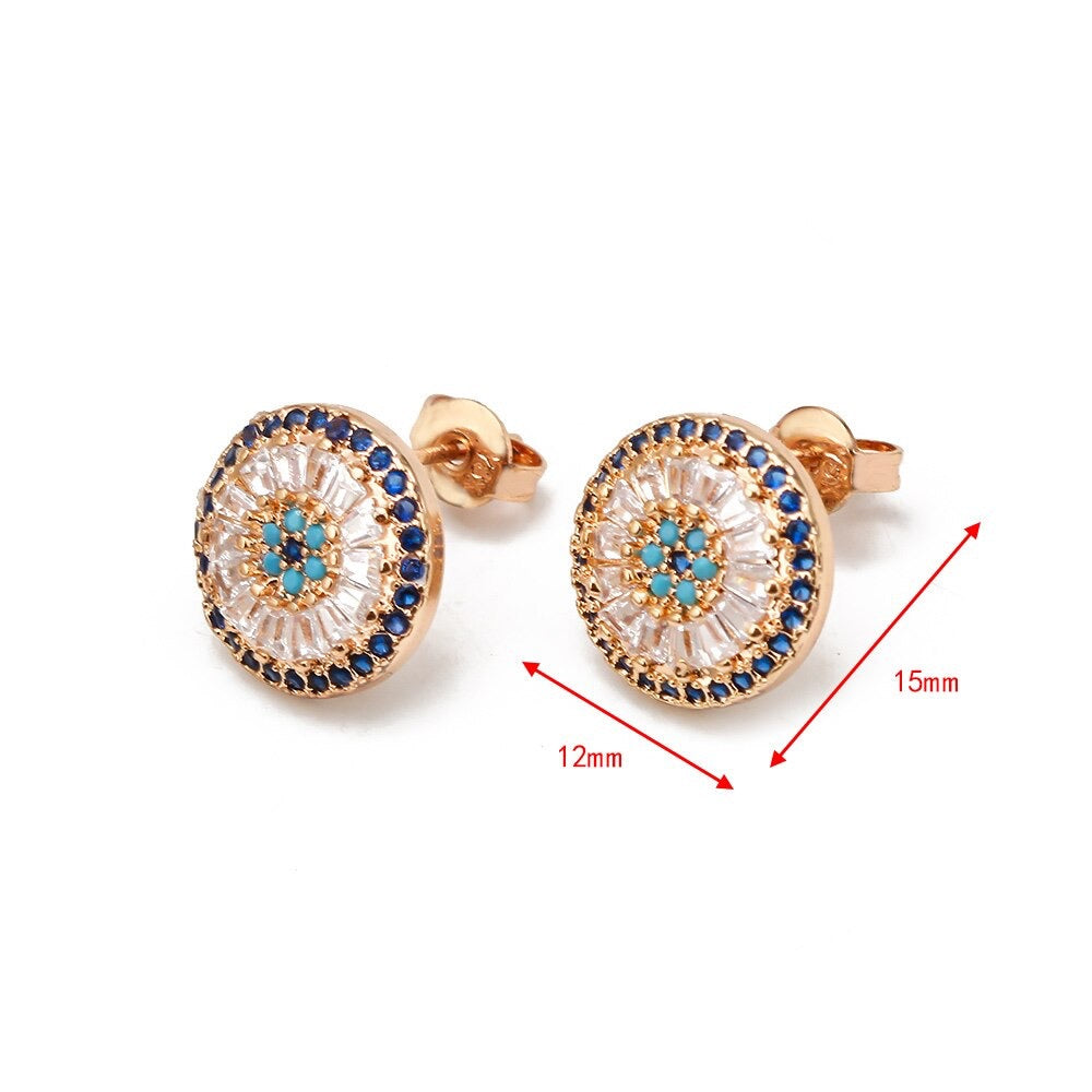 Antique Gold Starlight Evil Eye Stud