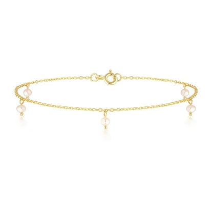 Gold Pearl Charm Anklet