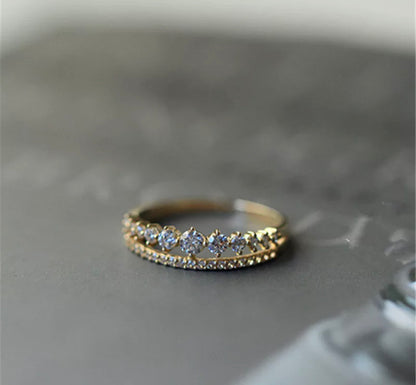 Gold Pave Prong Stack Ring