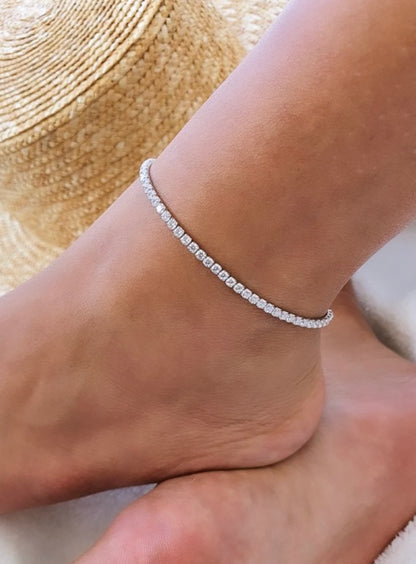 Silver Celestial Tennis Anklet