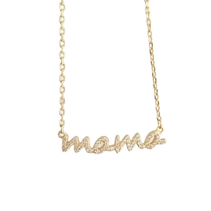Gold Pave Mama Nameplate Necklace