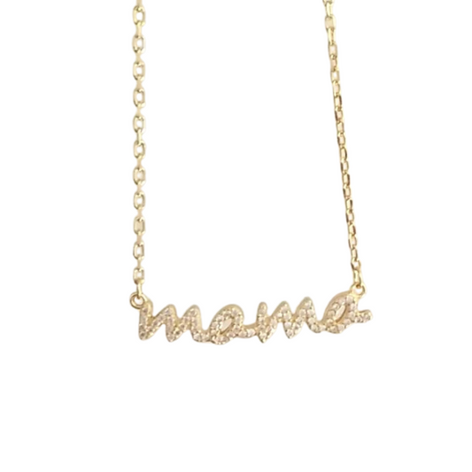 Gold Pave Mama Nameplate Necklace