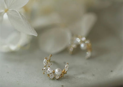 9k Solid Gold Bohemian Moon Earring