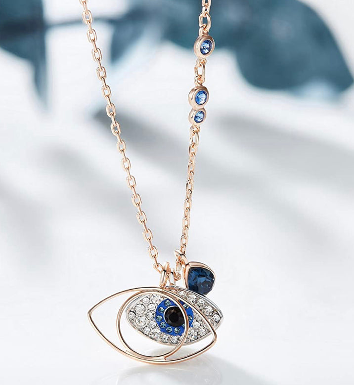 Moonlight Rose Gold Evil Eye Necklace