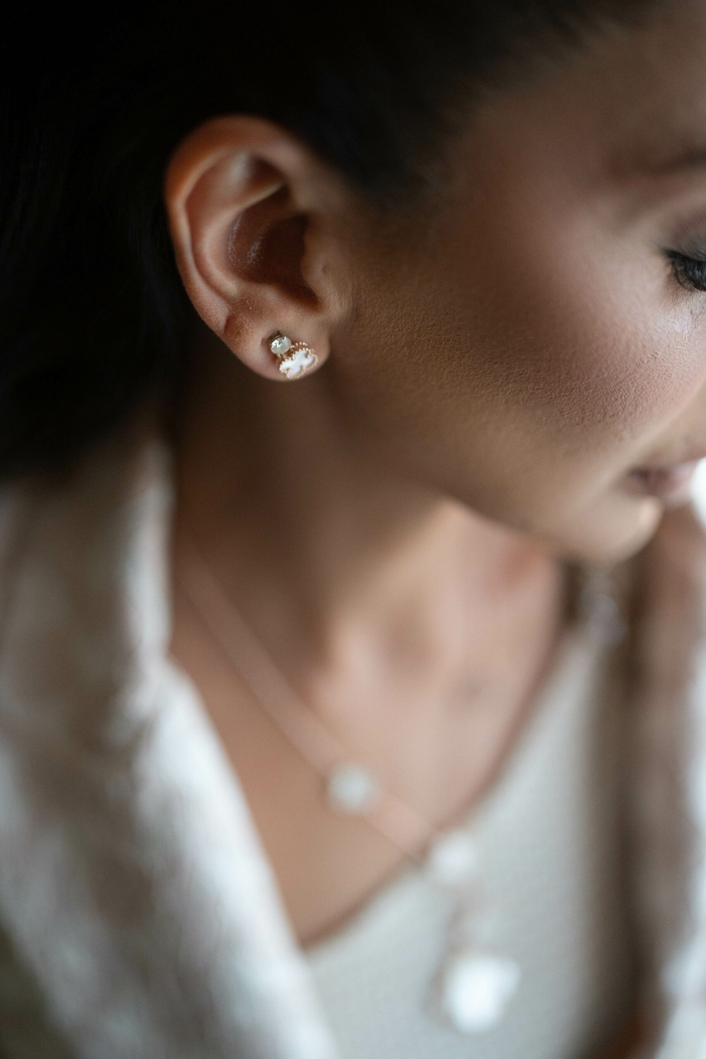 Ayesha Seedat Rose Gold & Pearl Glam DropClover Set (925)