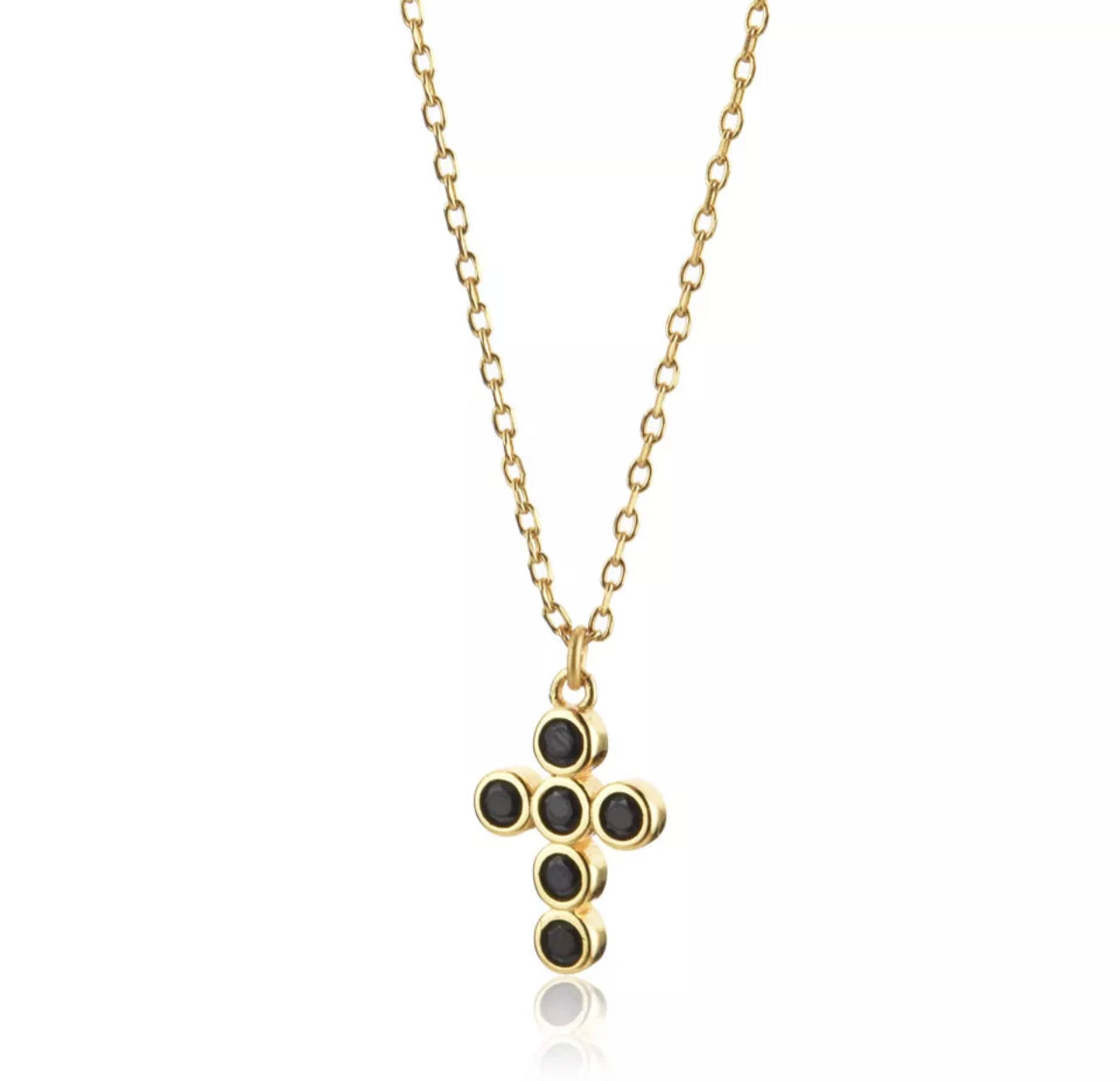 Sicily Black & Gold Cross Necklace