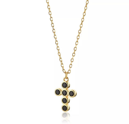 Sicily Black & Gold Cross Necklace