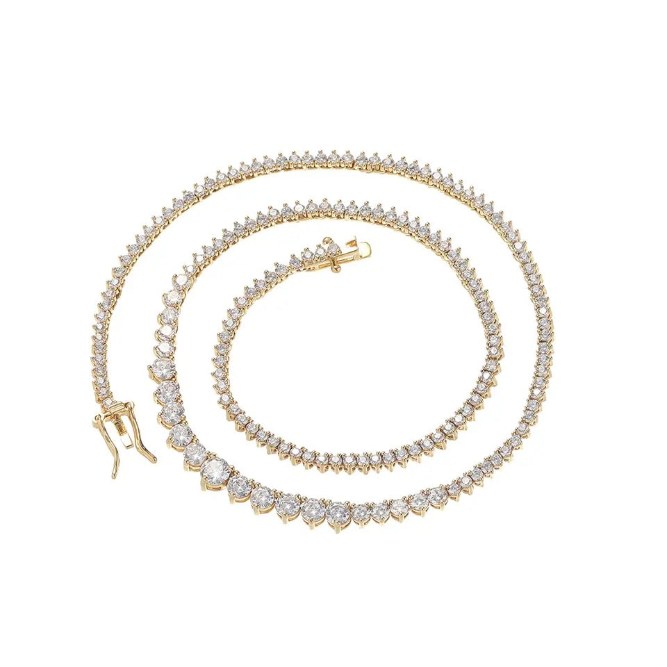 Gold Graduation Tennis Necklace
