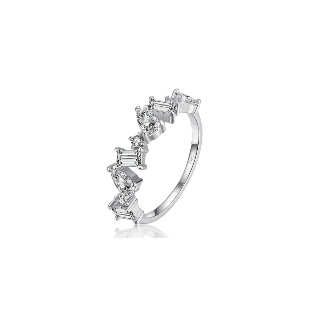 Silver Scintillating Stack Ring
