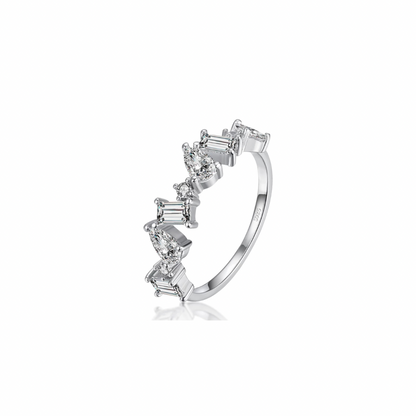 Silver Scintillating Stack Ring