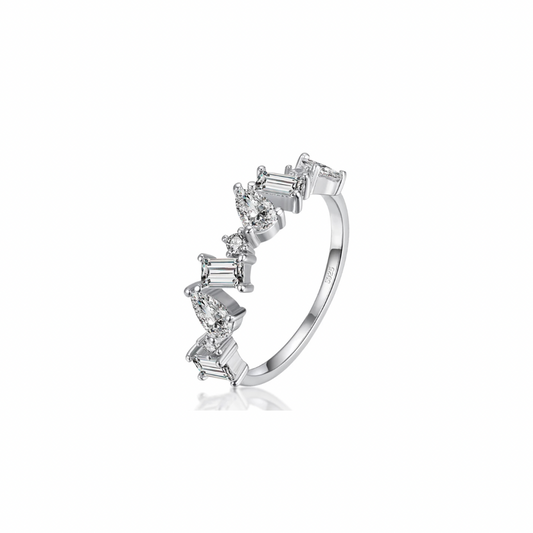 Silver Scintillating Stack Ring