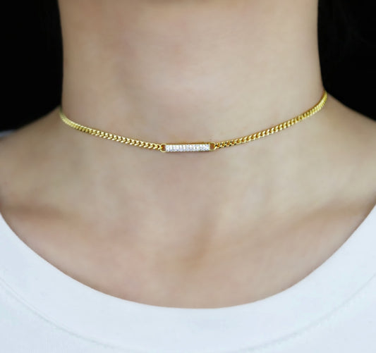 Gold Cuban Bar Choker/Necklace