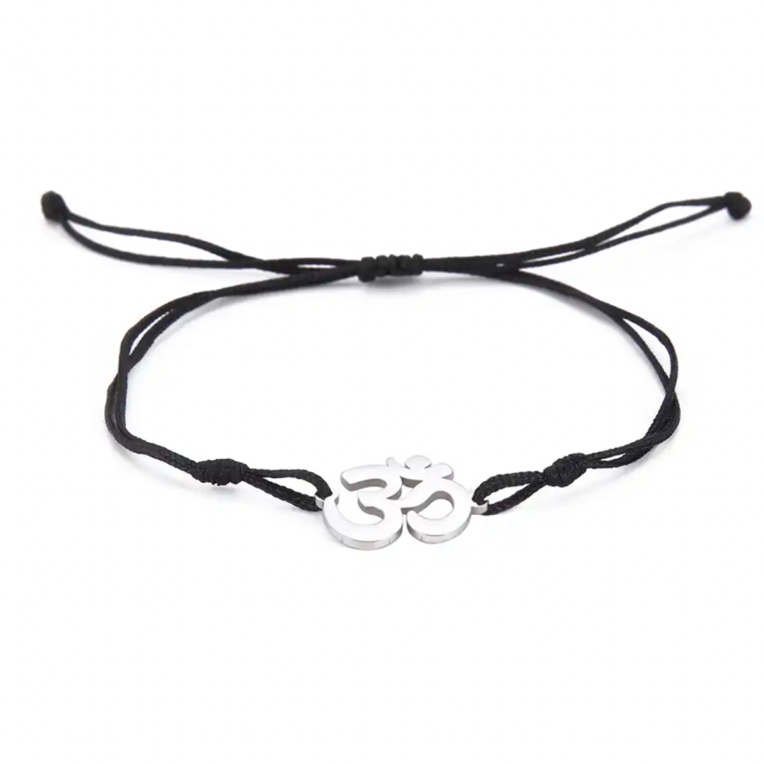 Black & Silver String Aum Bracelet