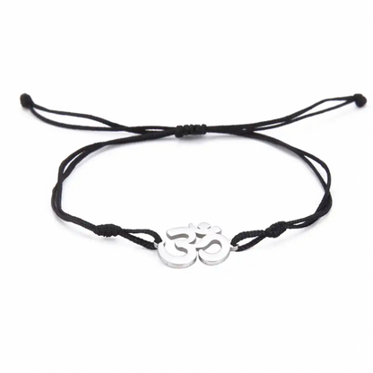 Black & Silver String Aum Bracelet