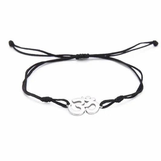 Black & Silver String Aum Bracelet