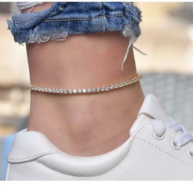 Silver Celestial Tennis Anklet