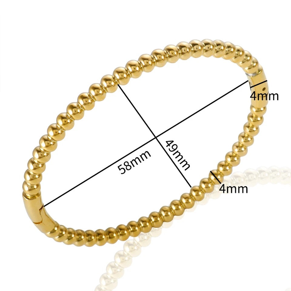 Ball Textured Oval Bangle (Gold, Silver, Rose)