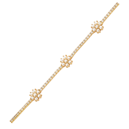 Gold Tennis Pearl Necklace