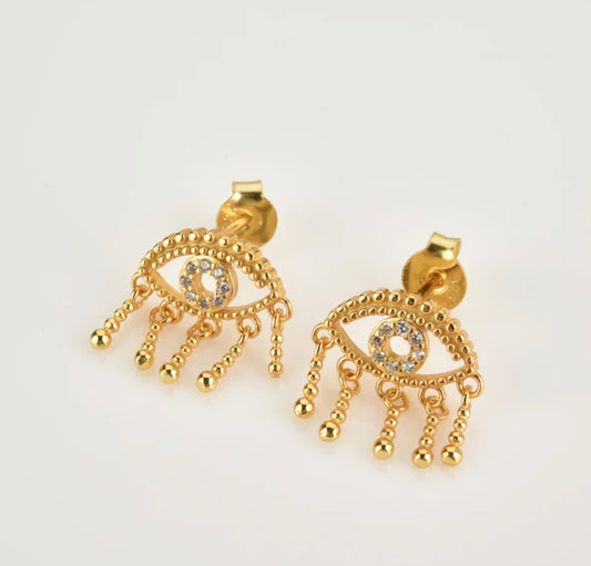 Gold Antalya Evil Eye Earring