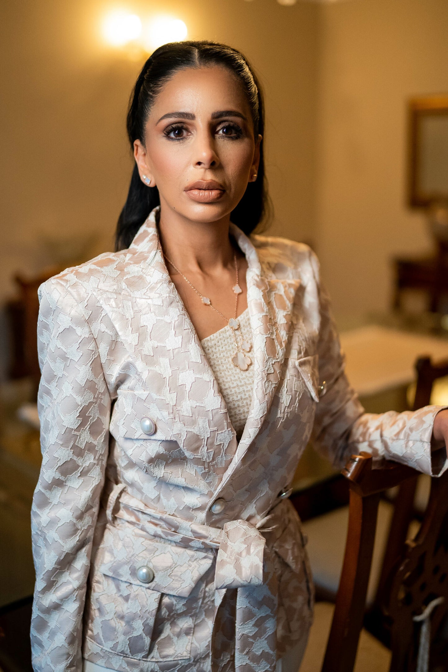 Ayesha Seedat Rose Gold & Pearl Glam DropClover Set (925)