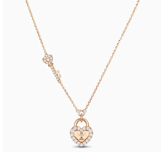 Rose Padlock Necklace (Mix Metal)
