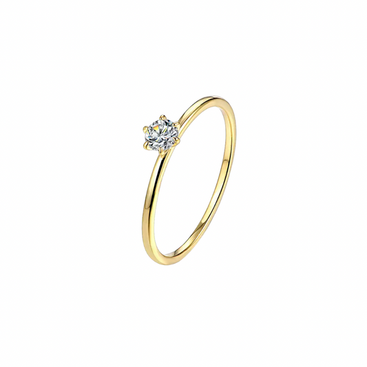 Gold Solitaire Stack Ring