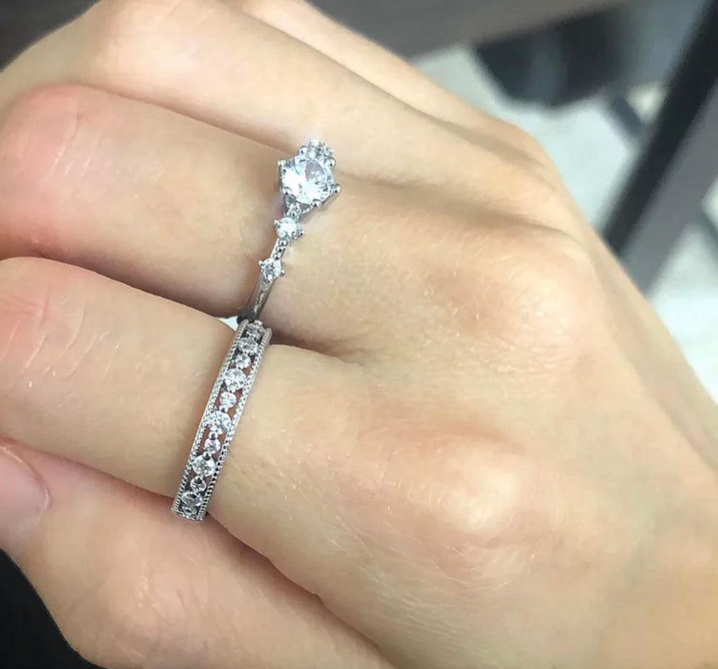 Silver Vintage Brilliant Stack Ring