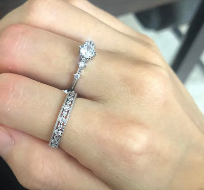 Silver Vintage Brilliant Stack Ring