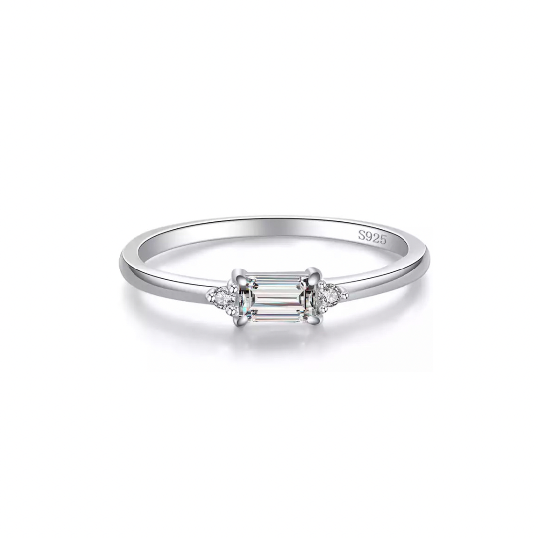 Silver Emerald Trilogy Stack Ring