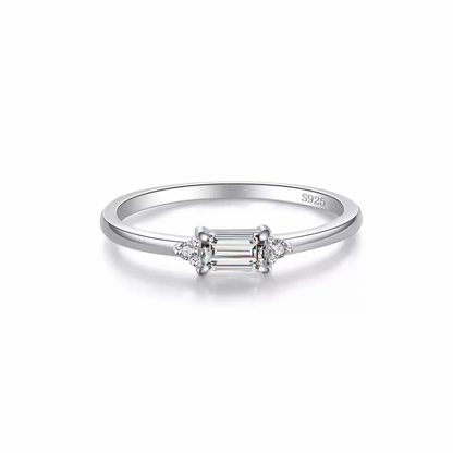 Silver Emerald Trilogy Stack Ring