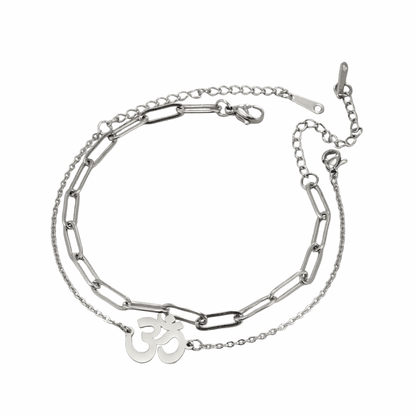 Silver Duo Aum Paperclip Bracelet