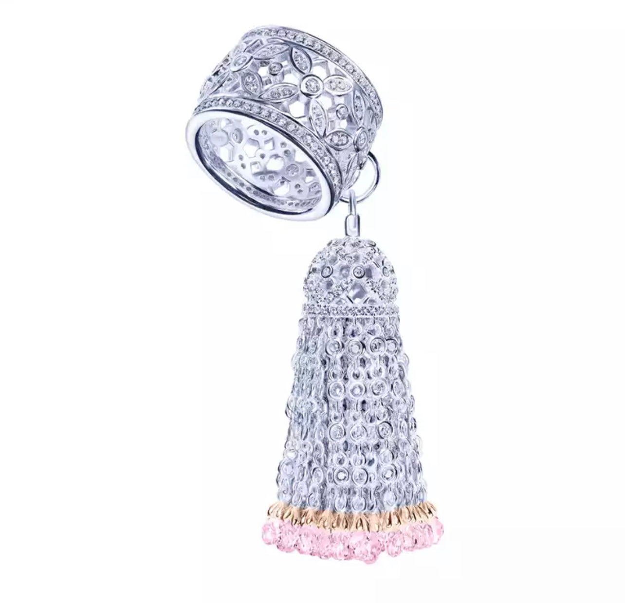 Pink Sapphire Tassle Ring