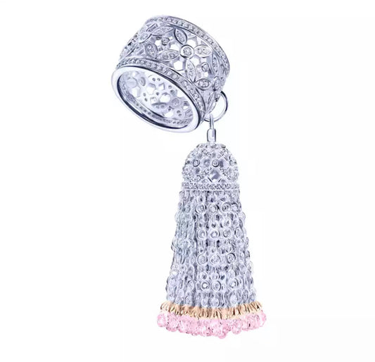 Pink Sapphire Tassle Ring