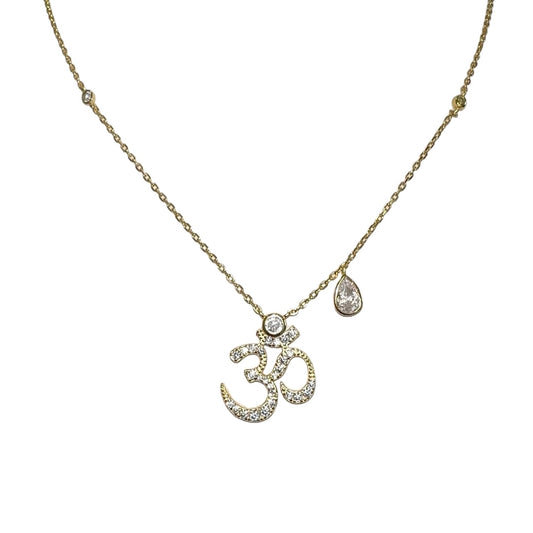 Gold & White Sacrosanct Aum Necklace (925)