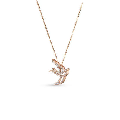 Rose Gold Swallow Pave Necklace