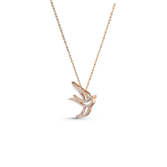 Rose Gold Swallow Pave Necklace