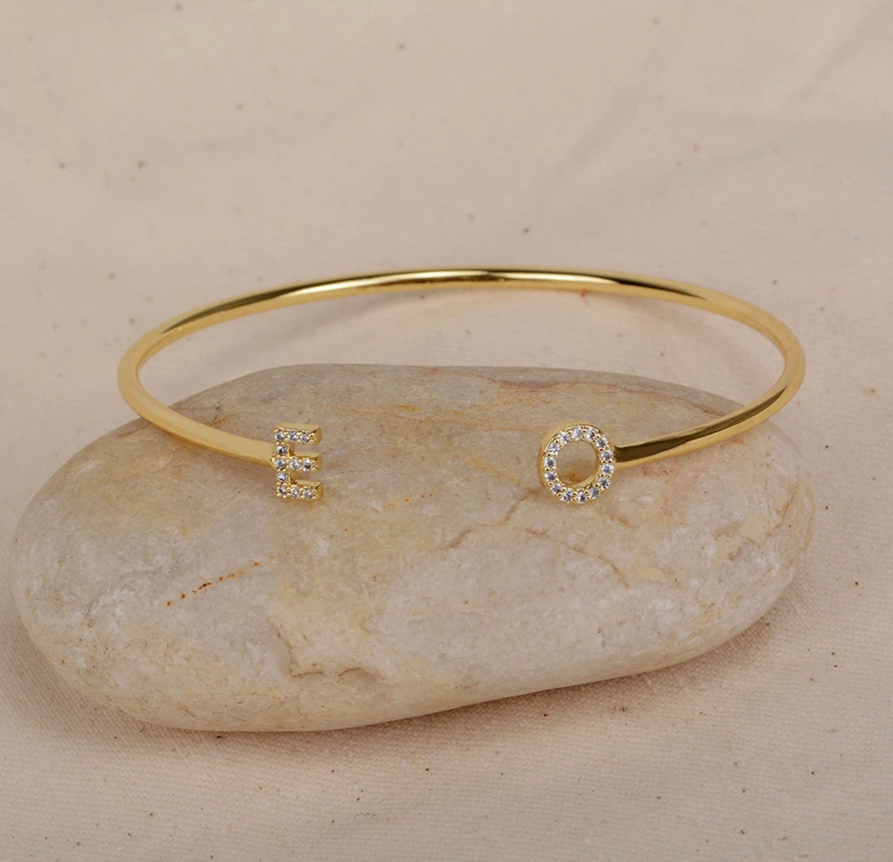Ladies Gold Personalised Initial Cuff (58-60mm)