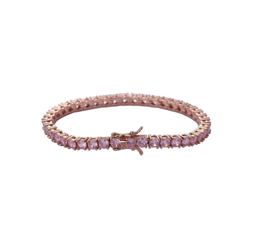 Pink & Gold Tennis Bracelet