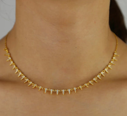 Gold Vintage Pave Point Necklace