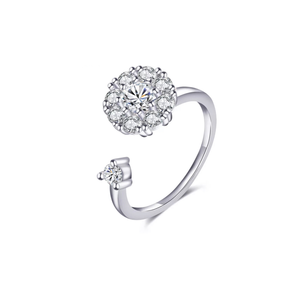 Rotating Flower Stone Ring