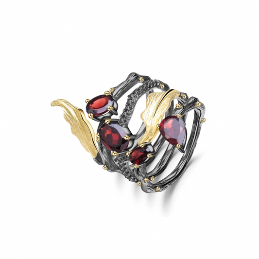 Vintage Fire Garnet Ring (925, Vermeil, Garnet)
