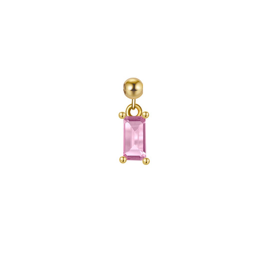 Elite Series Gold Emerald Baguette Pink Drop Charm (925, Vermeil)