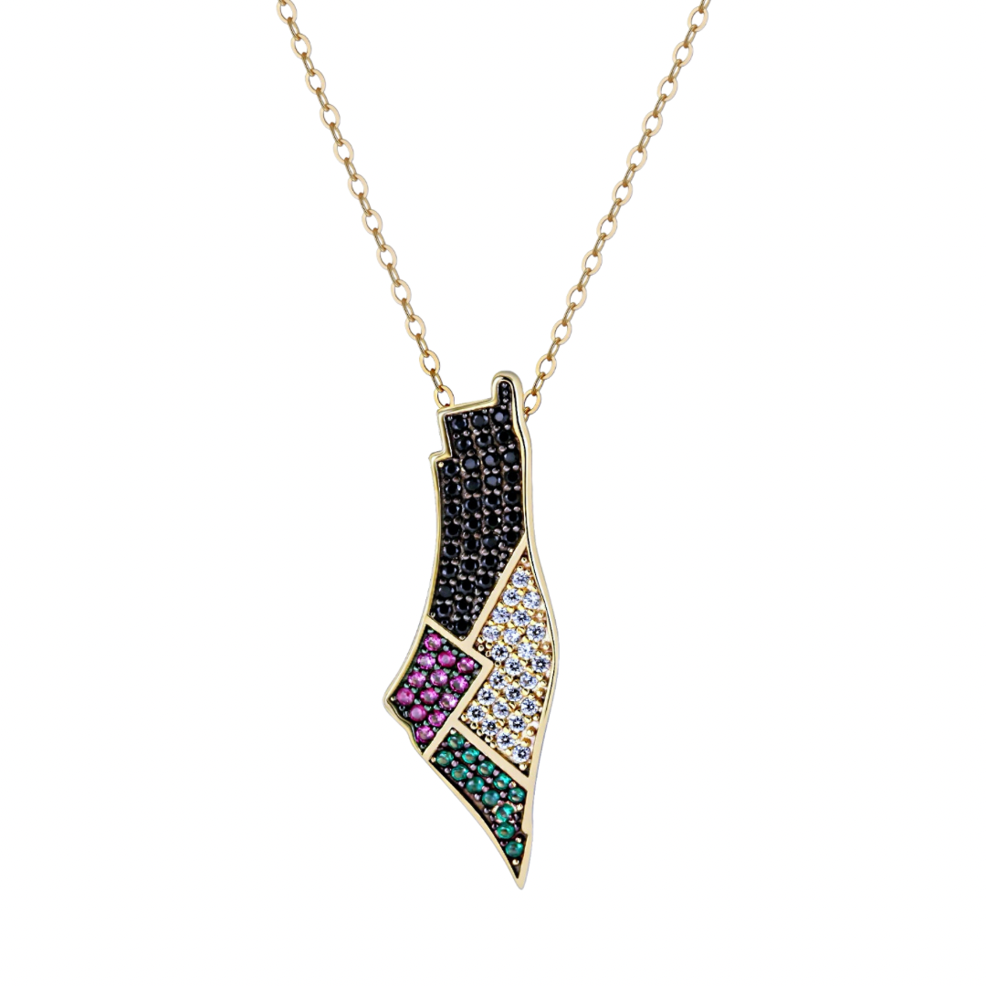 Sunset Pave Palestine Necklace (925)